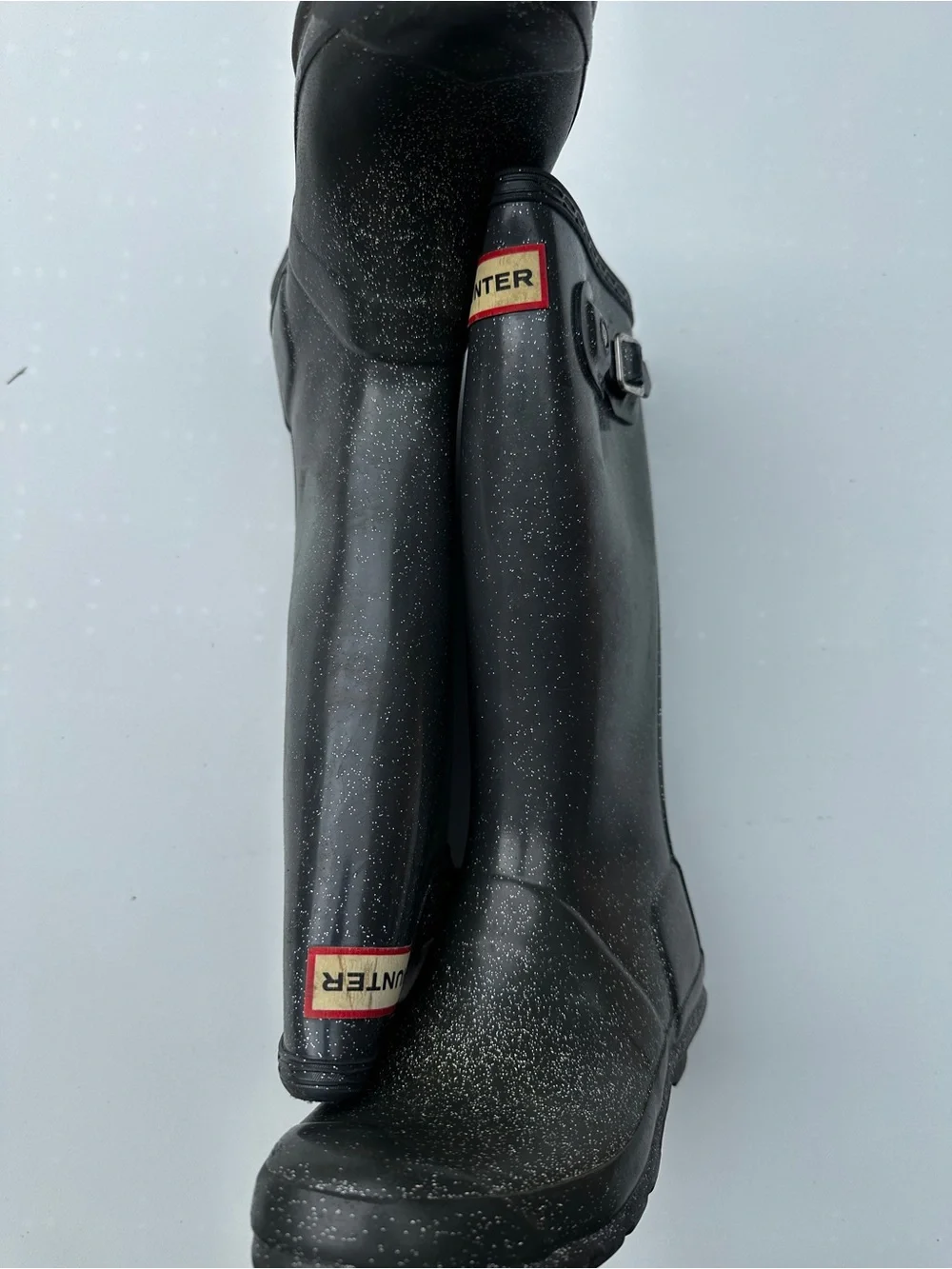 Hunter Mid-Calf Black Sparkle Rain Boots
